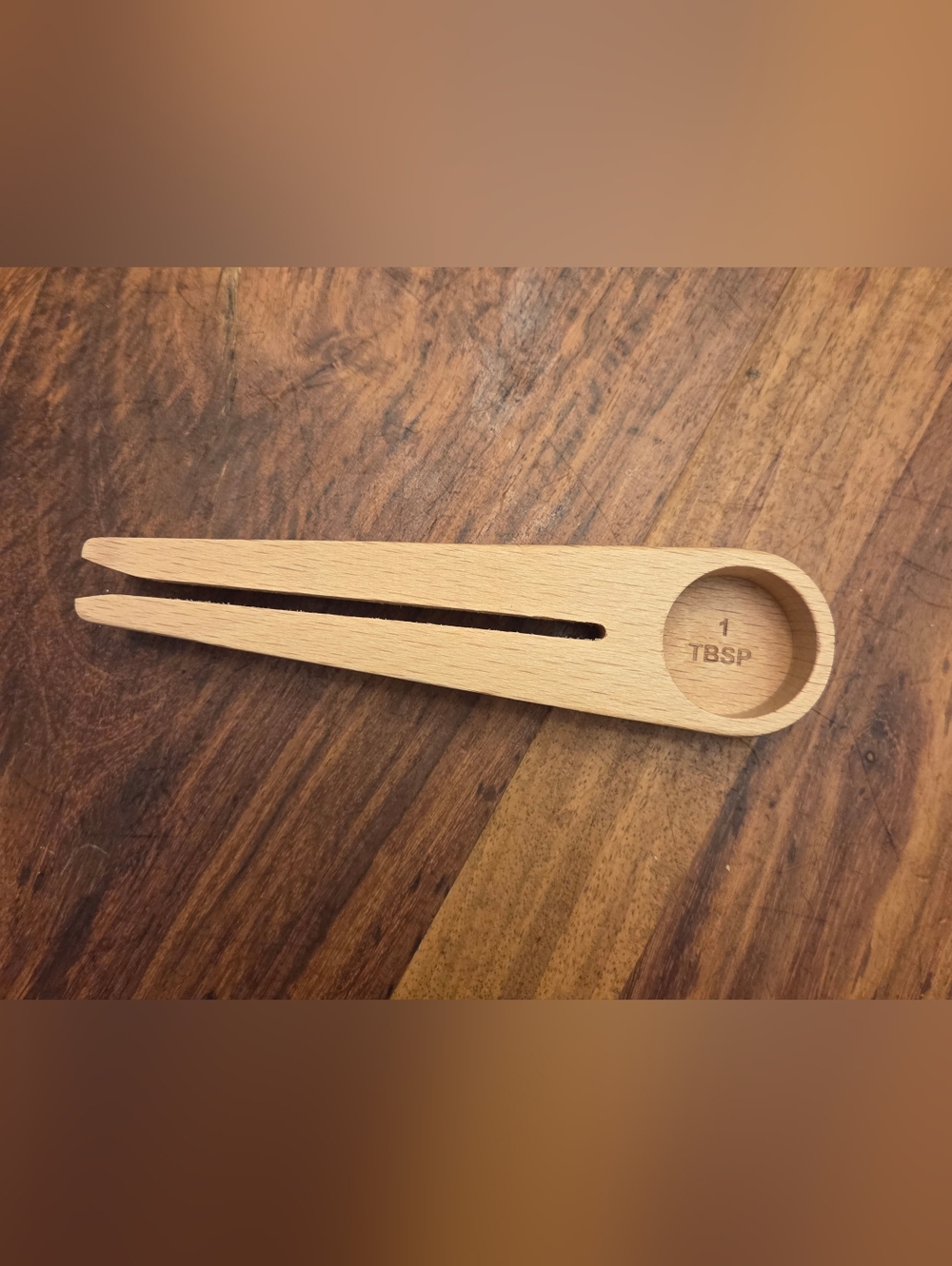 Wooden Coffee Bag Clip With Built-in 1 TBSP Measuring Spoon